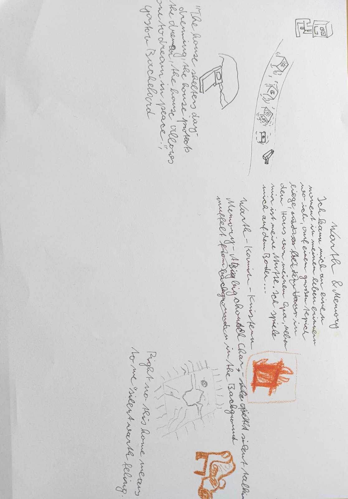 Ein underdentliches Bild auf dem Zeichnungen und Text zu sehen sind.